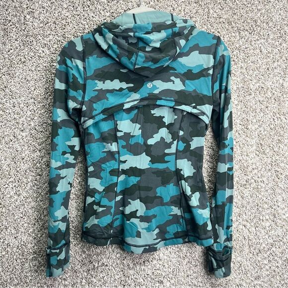 Lululemon Jacket Women’s 6 Hooded Define Heritage 365 Camo Tidewater Teal Multi - Picture 5 of 6